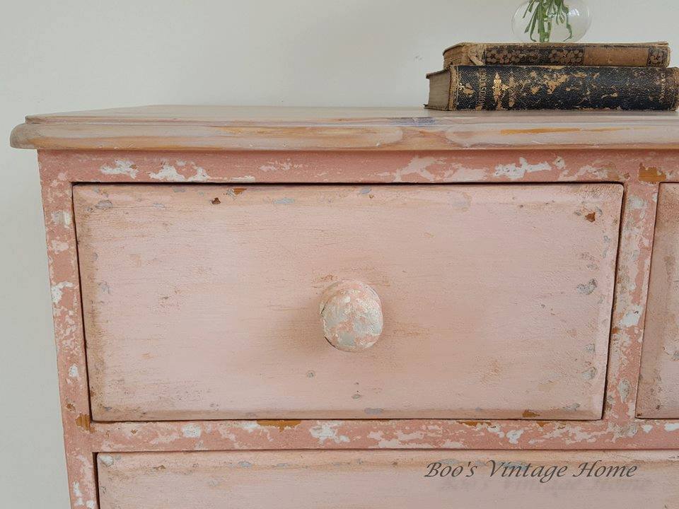 Pink chest of drawers by Patina FINISHES student
